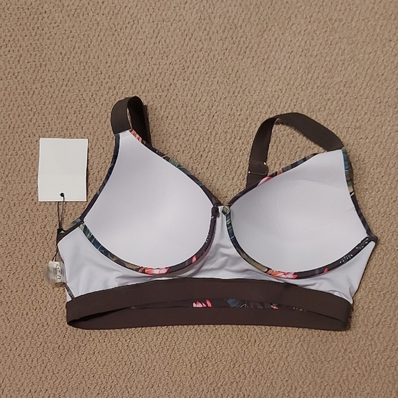 Floral Bikini Top - Khaki Green, Brown and Pink - Picture 3 of 6